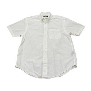 Vintage 90s Nautica White Button Down Shirt Short Sleeve Cotton